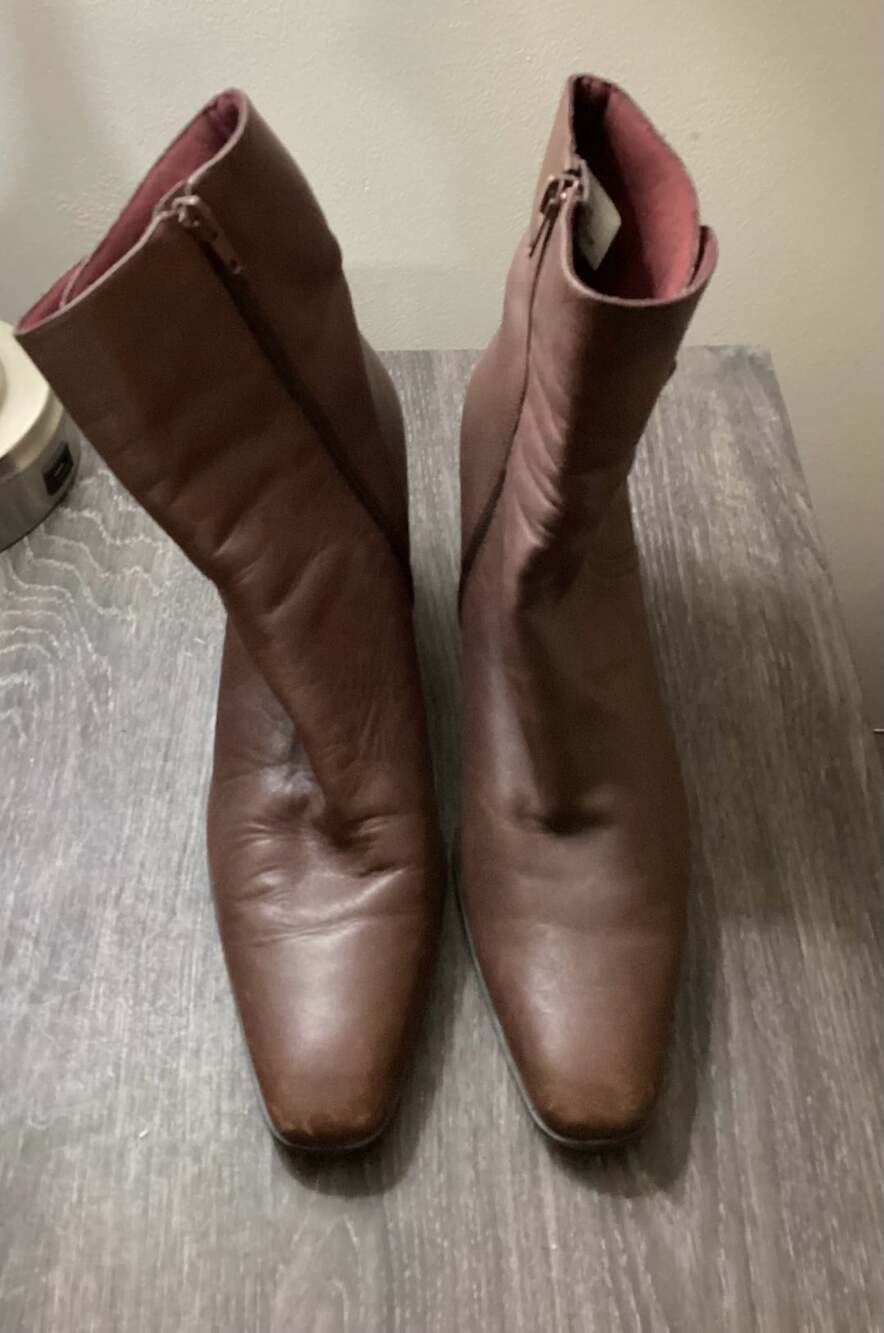 Naturalizer Brown Leather Ankle Boots Block Heel